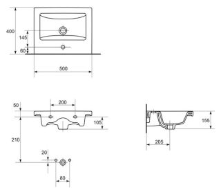 Мебельная раковина Cersanit Como 50см белый 00000007927